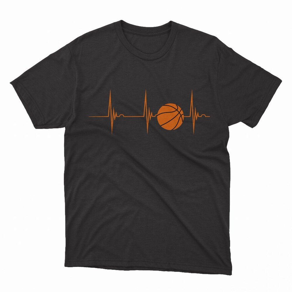 Basketball Heartbeat EKG Pulse Playing Basketball Player Black T-Shirt